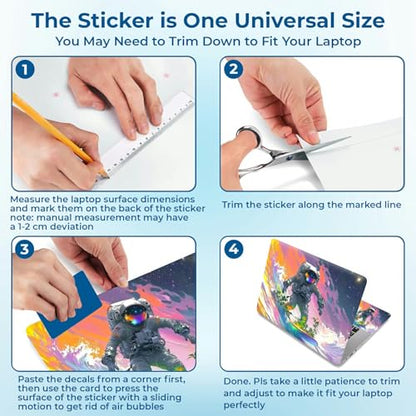 Reusable Universal Laptop Skin Sticker, Cut to Fit for 11.6–15.6 Inch Laptops, Waterproof Protective Film, No-Residue - Cosmic Surf Rider - color: Cosmic Surf Rider