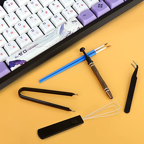 RUNJRX Keyboard Lube Kit with Tweezers,Keycap Puller,Switch Puller,4-Claw Grabber,Lube Pen for Custom Keyboard, Keyboard Lube Tools - style: Lube Kit-B