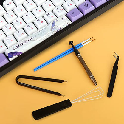RUNJRX Keyboard Lube Kit with Tweezers,Keycap Puller,Switch Puller,4-Claw Grabber,Lube Pen for Custom Keyboard, Keyboard Lube Tools - style: Lube Kit-B