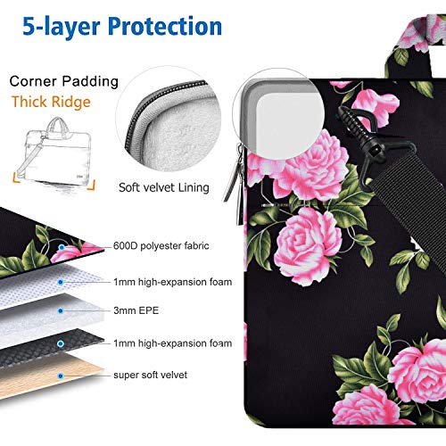 Hseok Laptop Shoulder Bag 13 13.3 14 Inch Case Compatible with MacBook Pro/Neo 14" M5/M4/M3/M2/M1,Mac Air/pro/Neo 13" and Most 13 13.3 14 Notebooks,Spill-Resistant Briefcase,Peony - color: Peony, size: 13-13.5 inch