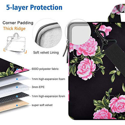 Hseok Laptop Shoulder Bag 13 13.3 14 Inch Case Compatible with MacBook Pro/Neo 14" M5/M4/M3/M2/M1,Mac Air/pro/Neo 13" and Most 13 13.3 14 Notebooks,Spill-Resistant Briefcase,Peony - color: Peony, size: 13-13.5 inch