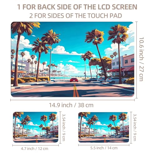 Universal Laptop Skin Sticker for 12/13/14/15.6 Inch Laptops, Reusable Vinyl Laptop Decal Cover, Waterproof Scratch Resistant Notebook Skin with 2 Wrist Pads,Summer Coconut Trees - color: Summer Coconut Trees