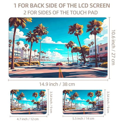 Universal Laptop Skin Sticker for 12/13/14/15.6 Inch Laptops, Reusable Vinyl Laptop Decal Cover, Waterproof Scratch Resistant Notebook Skin with 2 Wrist Pads,Summer Coconut Trees - color: Summer Coconut Trees