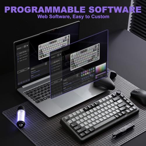 YUNZII B75 PRO Wireless Mechanical Gaming Keyboard | Custom 75% Layout with Knob,Gasket Mount,Hot Swap,Creamy Pre-lubed Switch,BT/USB-C/2.4G (Dark Grey, Milk Switch) - color: Dark Grey, size: Milk Switch