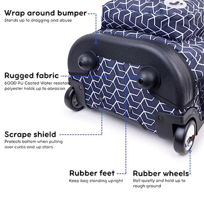 J World Sundance Laptop Rolling Backpack for Girls Boys. Roller Bookbag with Wheels, 20 Inch, Line - color: Black,white