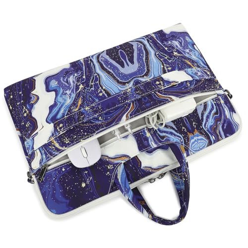 DACHEE Laptop Shoulder Bag for 15 Inch/15.6 Inch Macbook Pro - color: Royal Blue Marble Shoulder