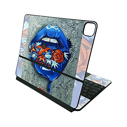MightySkins Skin Compatible with Apple Magic Keyboard for iPad Pro 12.9" (3rd-6th Generation) - Blue Lips | Protective, Durable, and Unique Vinyl Decal wrap Cover | Easy to Apply | Made in The USA - color: Blue Lips