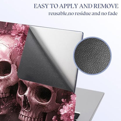 Universal Laptop Skin Sticker Decal,15.6 Inch Laptop Vinyl Cover for 13" 14" 15.6" Laptop,Scratch-Resistant Waterproof Protector Wrap,Reusable with Wrist Pads,Pink Skull Blossom - color: Pink Skull Blossom