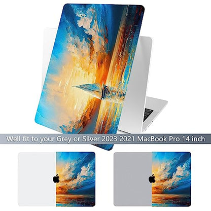 Batianda AstroGrid Case for MacBook Pro 14 Inch 2026-2021, Sunset Sail | Fits M5/M4/M3/M2/M1 Pro Max Model, with Sailboat Sunset Design, Slim Hard Shell For Artists, Beach Lovers and Travelers - color: Sail