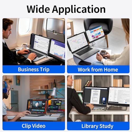 Laptop Screen Extender 14" - Dual Portable Monitor FHD 1080P IPS Second Screen for 13"-17" Laptops, Plug & Play for Trip/Remote Work Compatible with Windows/Mac/Android/Chrome - size: 14"