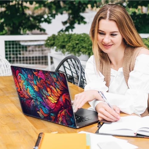 Laptop Skin Sticker Decal, Universal Reusable Vinyl Laptop Cover for 12" 13" 13.3" 14" 15" 15.4" 15.6" Notebook PC, Waterproof Scratch-Resistant with 2 Wrist Pads, Easy to Apply & Remove,Art Leaf - color: Art Leaf