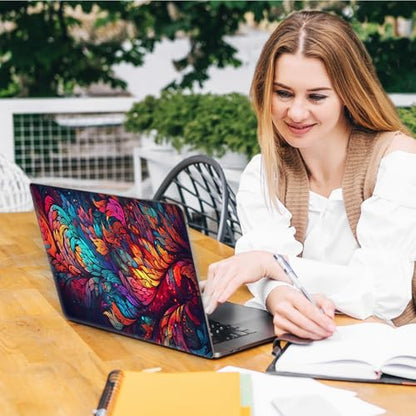 Laptop Skin Sticker Decal, Universal Reusable Vinyl Laptop Cover for 12" 13" 13.3" 14" 15" 15.4" 15.6" Notebook PC, Waterproof Scratch-Resistant with 2 Wrist Pads, Easy to Apply & Remove,Art Leaf - color: Art Leaf