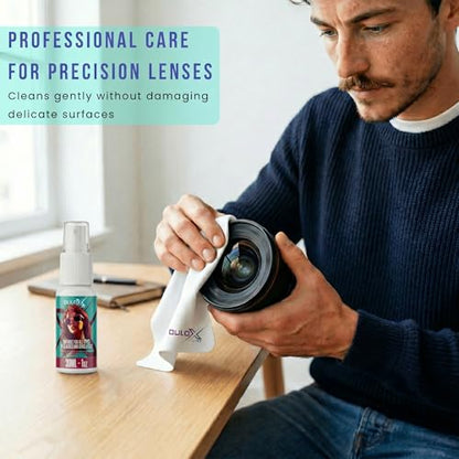 Glasses Cleaner Spray Kit – 3 x 1 OZ (30ml) Lens Cleaner Spray + 3 Premium Microfiber Cloths 7 x 7 in (18 x 18 cm) + Precision Screwdriver | Eyeglass Cleaner for Glasses, Screens & Camera Lens - color: Dark Green