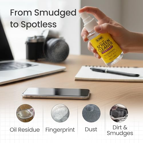 Non-Drip Screen Cleaner | 1 x 6.7 Fl Oz + 1 x Microfiber Cloth + 1 x Cleaning Glove | See Crystal Clear | Glasses, Sunglasses & Optical Lenses | Pack of 1