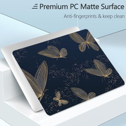 Designed for MacBook Air 13 inch Case 2021-2018 A2337 M1/A2179/A1932, Ultra-Thin Hard Shell Case for MacBook Air 13.3" with Keyboard Cover & USB Adapter & Webcam Cover, Butterflies in Golden - color: Butterflies in Golden