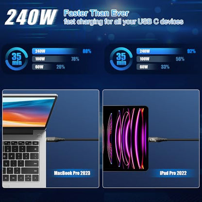 ZIKNYDO 80Gbps for Thunderbolt 5 Cable 3.3FT/1m, USB 4 2.0 Cable 120Gbps Bandwidth for 16K/Dual 8K Displays, PD3.1 240W Charging, for Thunderbolt 4, SSD, MacBook M4 Pro/Max, eGPU, Mac mini M4 Pro - size: 3.3FT*1