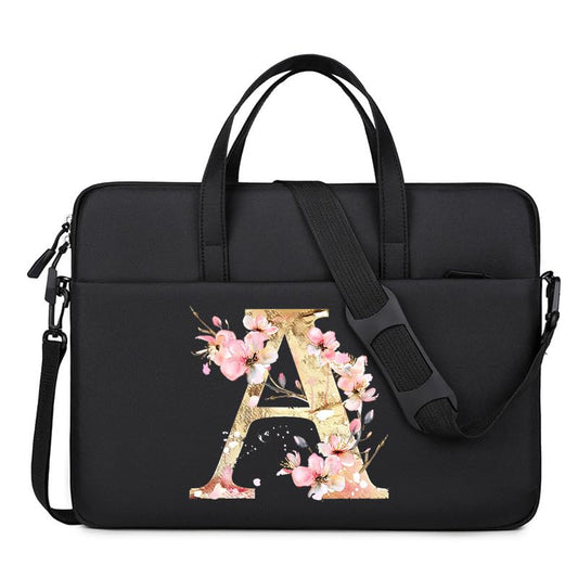 Computer Bag For Men & Women, With Initial Laptop Bag,14/15inches Messenger bag For Office、Business、Travel、School - color: Bk-a