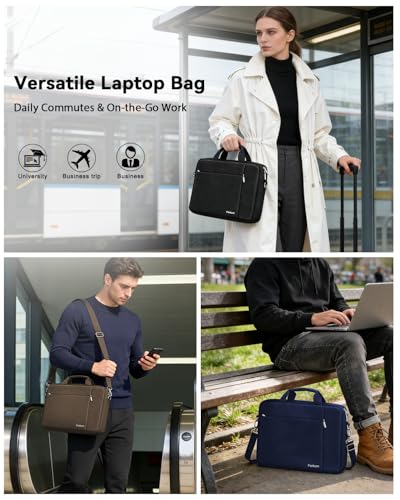 Ferkurn Laptop Bag Case for Women Men Computer Bag Compatible with HP Envy Pavilion Omen/LG Gram/MSI/Dell Inspiron XPS/Lenovo/Acer, Shoulder Strap Carrying Messenger Briefcase, Black, 17 17.3 Inch - color: Black, size: 17.3 inch