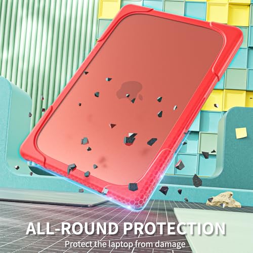 Batianda Heavy Duty Case for MacBook Neo 13 Inch 2026, Red | Fits Model A3404 A18 Pro Chip, Ergonomic Foldable Stand Holds 22lbs, TPU Bumper, Matte Translucent Shockproof Hard Shell - color: Red