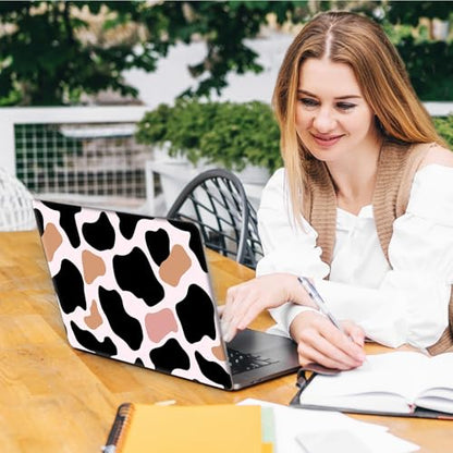 Laptop Skin Sticker Decal, Universal Reusable Vinyl Laptop Cover for 12" 13" 13.3" 14" 15" 15.4" 15.6" Notebook PC, Waterproof Scratch-Resistant with 2 Wrist Pads, Easy to Apply & Remove,Cow Print - color: Cow Print