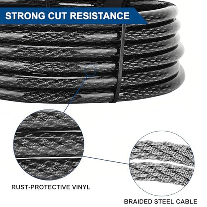 Heavy Duty Padlock & Steel Cable Combo - Padlock+40ft Braided Cable