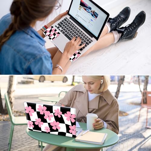 Universal Laptop Skin for 13-16 Inch Laptops,Vinyl Protective Sticker Decal,Easy DIY Trim-to-Fit for HP/Dell/MacBook,Bubble-Free & Removable,Pink Flowers Plaid - color: Pink Flowers Plaid