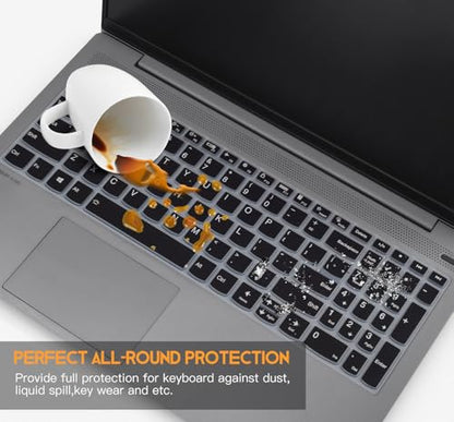 Keyboard Cover for Lenovo Yoga 7i 2-in-1 15.6, 16" /Lenovo V15 G4 (2024), G3, G2, ideaPad 1 1i /IdeaPad Slim 3 3i 5 5i 15.6" 16"/ ideaPad 5 5i 15.6 / IdeaPad 3 3i 15.6 / ThinkBook 15 G4 G3 15p Skin - color: Black