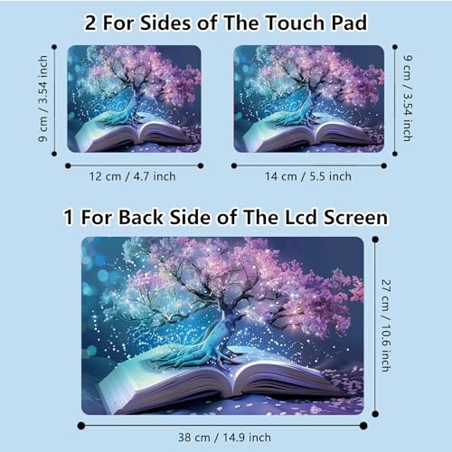 Universal Laptop Skin Sticker with 2 Wrist Pad Skins, Waterproof Scratch Resistant Vinyl Laptop Cover Decal, Cut to Fit for 11–15.6 Inch MacBook HP Dell Lenovo, Book Cherry Tree - color: Book Cherry Tree