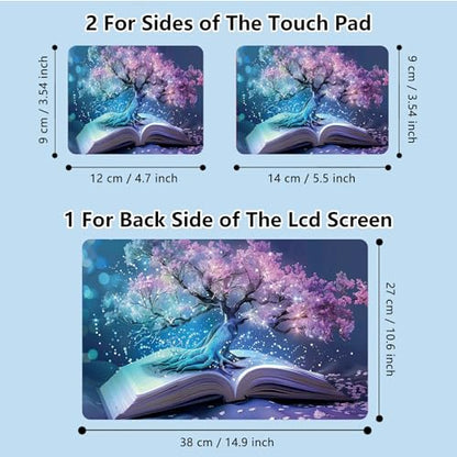 Universal Laptop Skin Sticker with 2 Wrist Pad Skins, Waterproof Scratch Resistant Vinyl Laptop Cover Decal, Cut to Fit for 11–15.6 Inch MacBook HP Dell Lenovo, Book Cherry Tree - color: Book Cherry Tree
