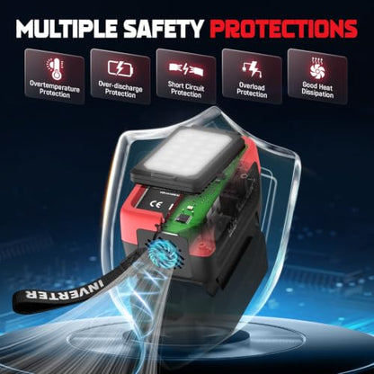 240W Power Inverter Pure Sine Wave Compatible with Craftsman 20V Battery | 7A Fast Charger, Portable Power Station with 120V AC Outlets, USB-C (140W), 2 QC USB Ports(18W), 600LM LED (No Battery) - color: Crimson