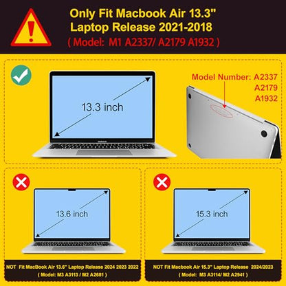 Mektron Case for MacBook Air 13 inch M1 A2337 A2179 A1932,Hard Cover 2018-2021 Air 13-inch with Touch ID, Exclusively Designed Protective Shell with Screen Protector,Butterfly Flower C077 - color: Butterfly Flower C077