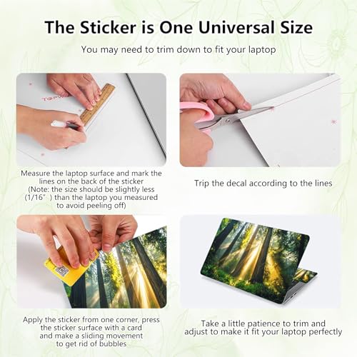 Laptop Skin Sticker Decal, Universal Reusable Vinyl Laptop Cover for 12" 13" 13.3" 14" 15" 15.4" 15.6" Notebook PC, Reusable Waterproof Scratch-Resistant with 2 Wrist Pads,Forest Tree Sunshine - color: Forest Tree Sunshine