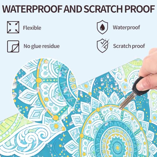 3Pcs Flower Laptop Skin Sticker Blue Universal Removable Vinyl Stickers Fits for 12.1 13 14 15.6 16 Inch Waterproof Notebook Decal Cover Gift - style: blue mandala