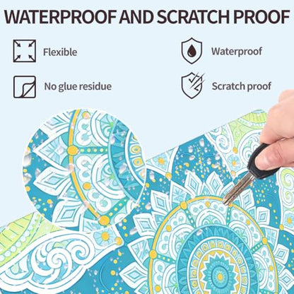 3Pcs Flower Laptop Skin Sticker Blue Universal Removable Vinyl Stickers Fits for 12.1 13 14 15.6 16 Inch Waterproof Notebook Decal Cover Gift - style: blue mandala