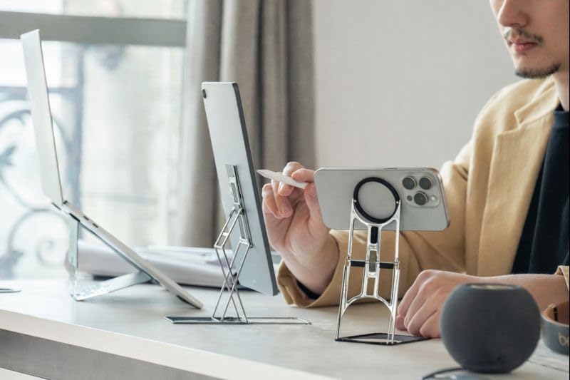 Paper-Thin Stand for MacBook, Laptop Riser, Slim Portable Ergonomic Ventilated Stand, 6 Adjustable Heights from 2.1" to 3.6", Compatible with Laptops Up to 18”, US Patented (Space Gray) - color: Space Gray