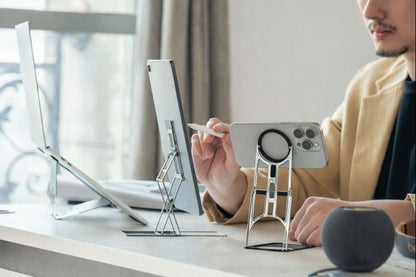 Paper-Thin Stand for MacBook, Laptop Riser, Slim Portable Ergonomic Ventilated Stand, 6 Adjustable Heights from 2.1" to 3.6", Compatible with Laptops Up to 18”, US Patented (Rose Gold) - color: Rose Gold