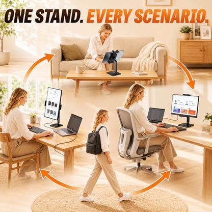 Urmust Portable Monitor Stand for 10-18.5 Inch Screens, Weighted Metal Base | Stable weighted base, foldable arm, adjustable viewing angle, ideal for laptop second screen, home office and travel - size: Single-arm