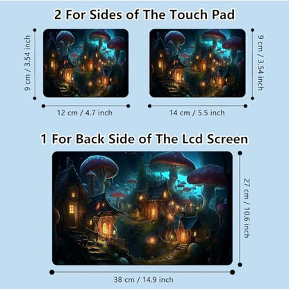 Universal Laptop Skin Sticker with 2 Wrist Pad Skins, Waterproof Scratch Resistant Vinyl Laptop Cover Decal, Cut to Fit for 11–15.6 Inch MacBook HP Dell Lenovo, Giant Mushroom House - color: Giant Mushroom House