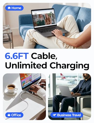 LISEN MacBook Charger USB-C to Magnetic 3 Cable (6.6FT) for M4/M3/M2 MacBook Pro Air M5 Charger, 140W Magnetic Safe 3 Cable Computer Laptop Cord for Pro (16"/14" 2026-2021) Air (15''/13'' 2026-2022) | for M5/M4/M3/M2 MacBook Air Pro M5 Charger MacBook Pro