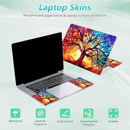 Laptop Skin Sticker Decal 12"-15.6" Universal Laptop/Notebook/Netbook Vinyl - Waterproof Scratch Resistant,Fits HP Dell Lenovo MacBook,2 Free Wrist Pads,Easy Apply & Remove,Colorful Tree Cute - color: Colorful Tree Cute