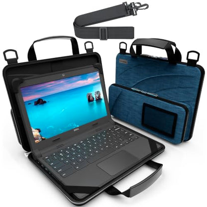 11-11.6 Inch Always-on Chromebook Protective Hard Shell Case Cover with Pouch and Shoulder Strap, Fits MacBook Neo 13 inch - color: Deep Blue