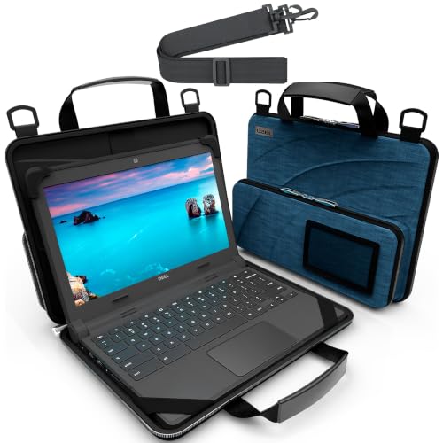 11-11.6 Inch Always-on Chromebook Protective Hard Shell Case Cover with Pouch and Shoulder Strap, Fits MacBook Neo 13 inch - color: Deep Blue