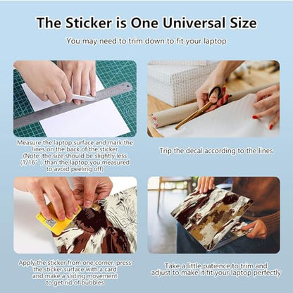 Universal Laptop Skin Sticker with 2 Wrist Pad Skins, Waterproof Scratch Resistant Vinyl Laptop Cover Decal, Cut to Fit for 11–15.6 Inch MacBook HP Dell Lenovo, Cow - color: Cow