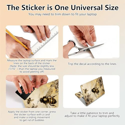 Laptop Skin Sticker Decal 15.6 Inch,12 13 13.3 14 15 15.6 in Laptop Netbook Skins for Notebook,Art Decal Removable Waterproof Scratch Resistant,Universal Vinyl Cover,Cute Bee Golden - color: Cute Bee Golden