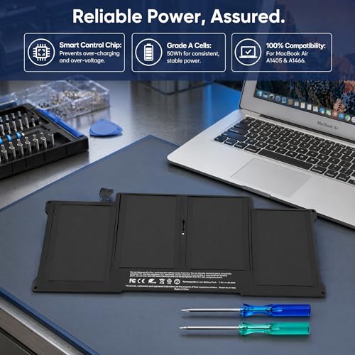 8000mAh A1466 Replacement Laptop Battery for MacBook Air 13 inch A1466 (Mid 2012,Mid 2013,Early 2014,Early 2015,2017) A1369(Late 2010,Mid 2011 Version) A1496 A1405 A1377 (EMC :2925, 2469, 2559, 2392) - size: 11.54*5.39*0.2inch A1466