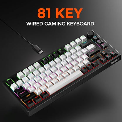DAREU EK75 Wired Mechanical Keyboard,75% Keyboard with Volume Knob,Gasket Mount Mechanical Gaming Keyboards,81 Keys Rainbow Backlit,PBT Keycaps,Linear Dream Switch for PC Laptop Windows(Black-White) - color: Black-White