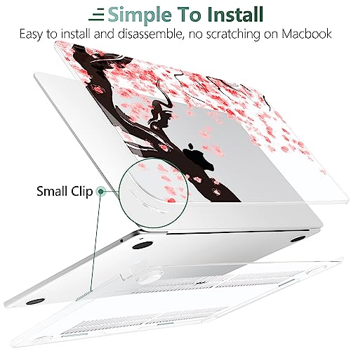 TWOLSKOO for MacBook Air 13 inch Case M5 2026 M4 2025 M3 M2 2024-2022 A3449 A3240 A3113 A2681, Plastic Hard Shell & Keyboard Cover & Screen Film for MacBook Air 13.6 inch Case, Cherry Blossoms - color: Cherry Blossoms