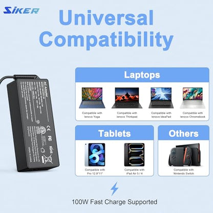 SiKER 100W USB C Charger, Universal USB-C Power Adapter, PD 3.0 Fast Laptop Charger Compatible with MacBook Pro/Air, Lenovo, Dell, HP, ASUS, iPad Pro, Android Phones - color: black3