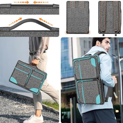 Hseok Laptop Case 15 15.6 16 inch Sleeve with Handle and Hidden Straps,Compatible with MacBook Neo 16",MacBook Pro Air 16" 15", 360°Protective PC Briefcase with 4 Pockets for Accessories,Sapphire - color: Sapphire