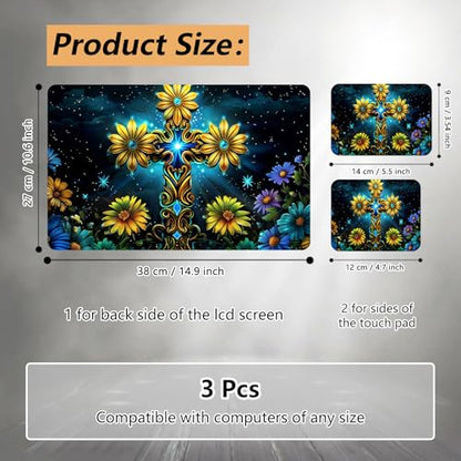 Laptop Skin Sticker for 12.1”-15.6“ Laptops (Fits 13”, 13.3”, 14”, 15”, 15.4”) | Protective Universal Reusable Vinyl Art Decal Cover | Waterproof & Scratch-Resistant-Floral Cross - color: Floral Cross